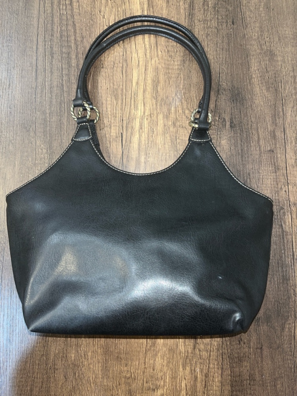 Nine West Black Leather Shoulder Bag with Double Handles